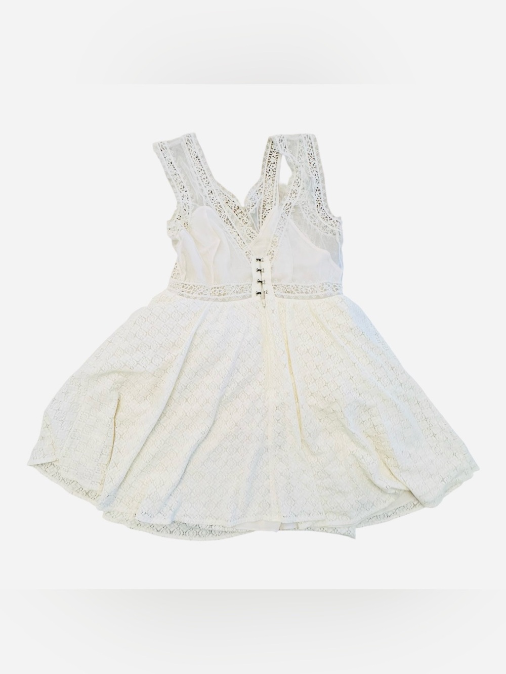 Free People Victoria Ivory Lace Embroidery Mini Dress Womens 10 - Picture 4 of 12